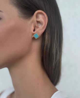 Cubic Zirconia Halo Clover Stud Earrings