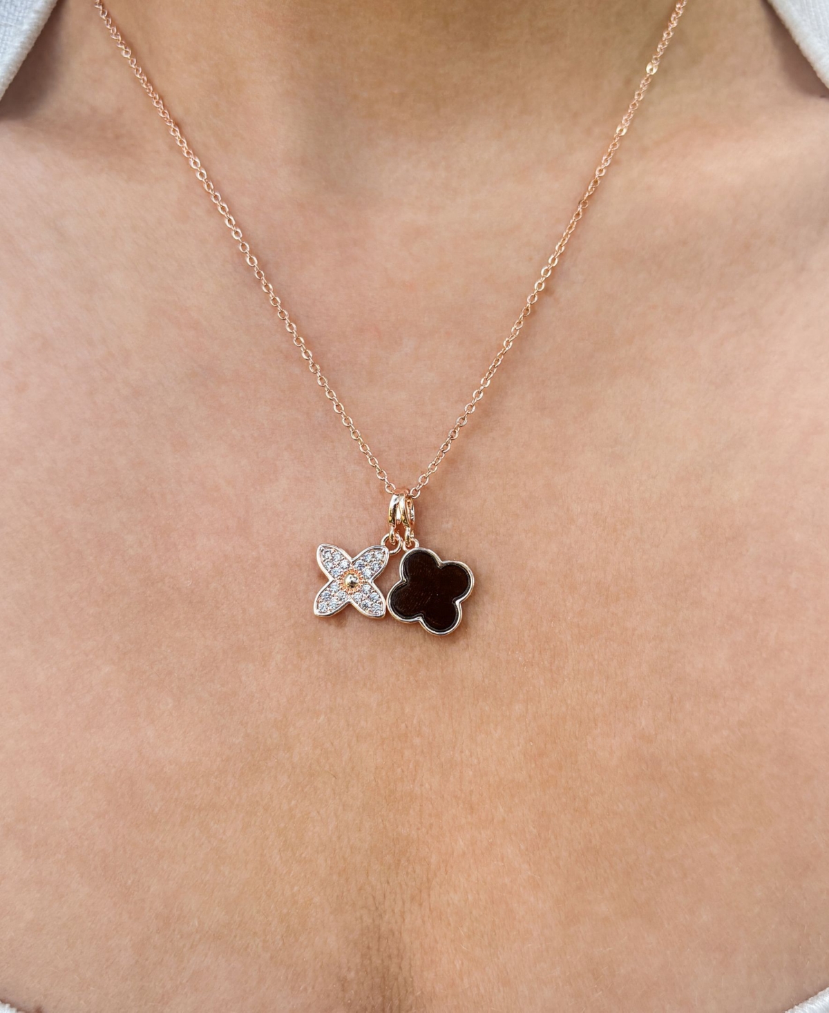 Adornia Tarnish Resistant Cubic Zirconia Double Clover Necklace