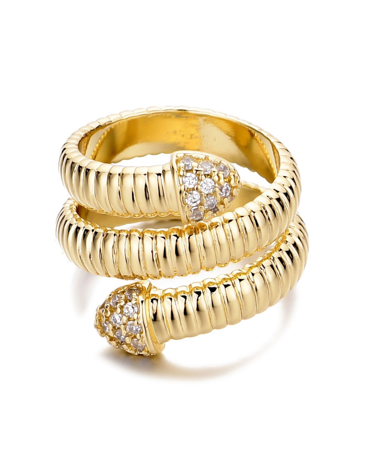Gold Cubic Zirconia Coil Wrap Ring - Gold