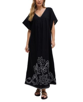 Women's Candy Tabard Embroidered Hem Midi Dress