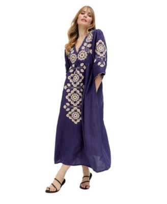Women's Arianna V- Neck Embroidered Maxi Dress