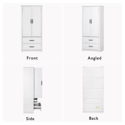 CASAINC 71" Embossed Finish Freestanding Cabinet with 2 Drawers & Multiple Shelves Pantry