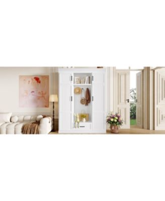 Hall Tree with Bench 3 Hooks Cabinet Drawer & Shelves