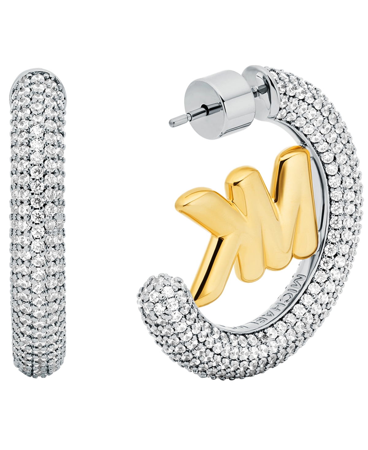 Michael Kors Gold-tone Logo Hoop Earrings In Metallic