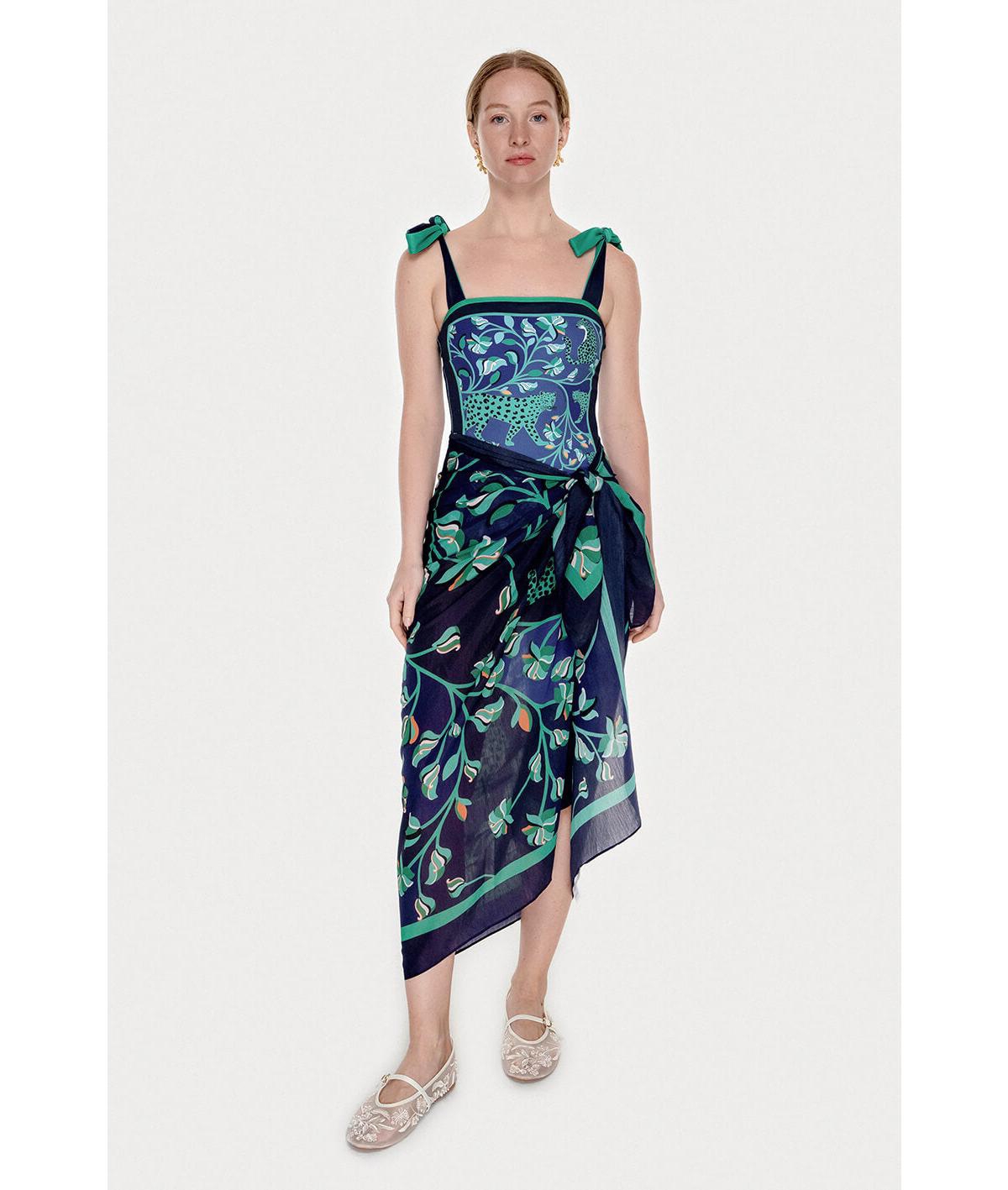 Beach Sarong Wrap - Leopards In The Verdant Wild