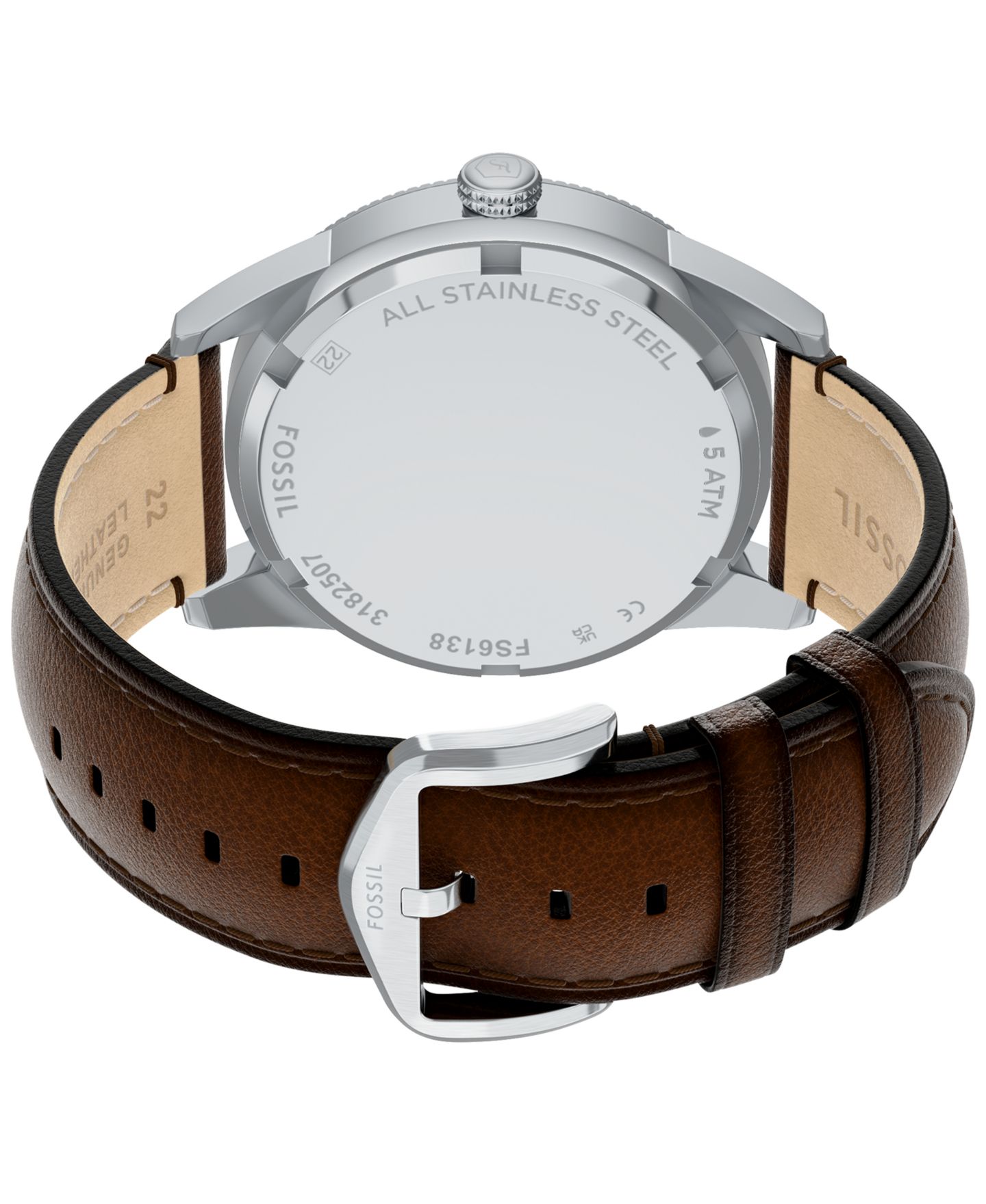 Мужские часы Fossil Pearson Multifunction Brown Leather Watch, 42mm — фото 4