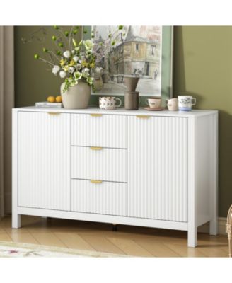 Wave Design Sideboard - Adjustable Shelves Drawers Soft-Close Doors