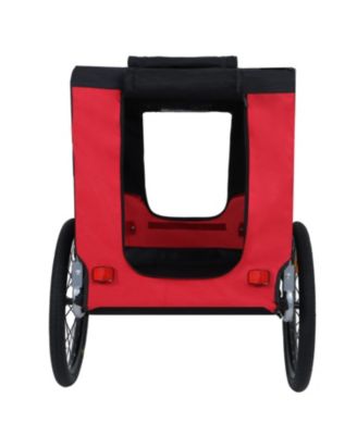 Dog Bike Trailer - Folding 120LB Capacity All-Terrain Black/Red