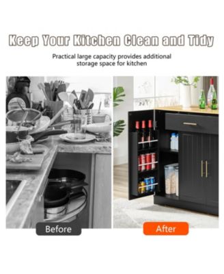 53"W Drawers, Spice Rack, Tilt-Out Trash Bin, Adjustable Shelves Kitchen Island