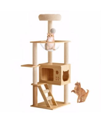 Modern Cat Tower with Scratching Posts & Hammock
