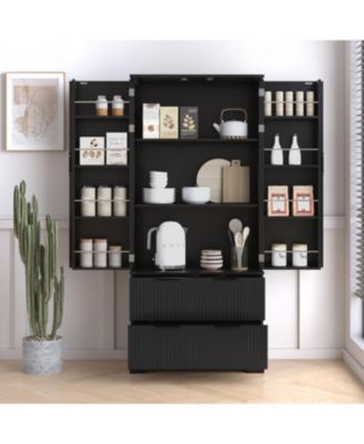 72" Fluted Pantry Cabinet with Drawers & Spice Rack