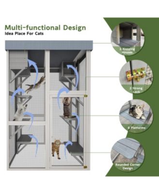 70.5" Outdoor Catio with Platforms & Napping Houses