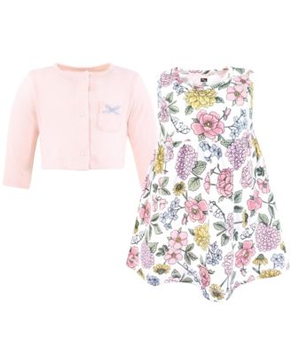 Baby Girls Hudson Comfortable Cotton Dress and Matching Cardigan Set