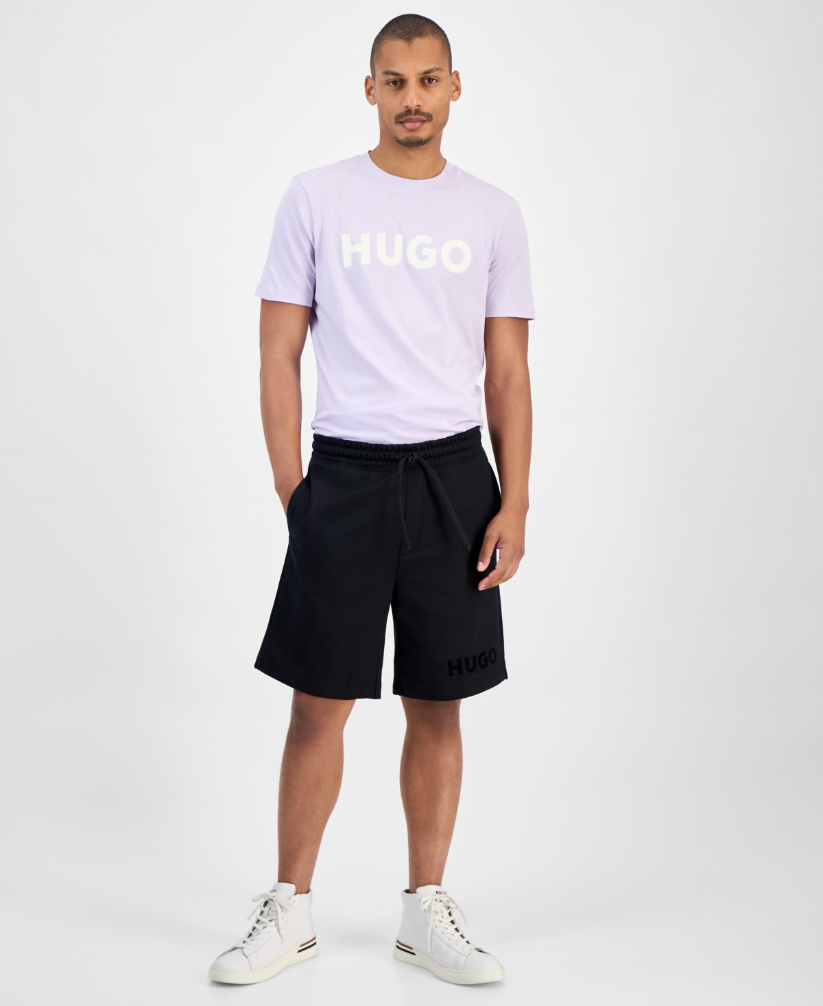 Hugo by Hugo Boss Men's Dinkoe Cotton Relaxed 8" Shorts - Black