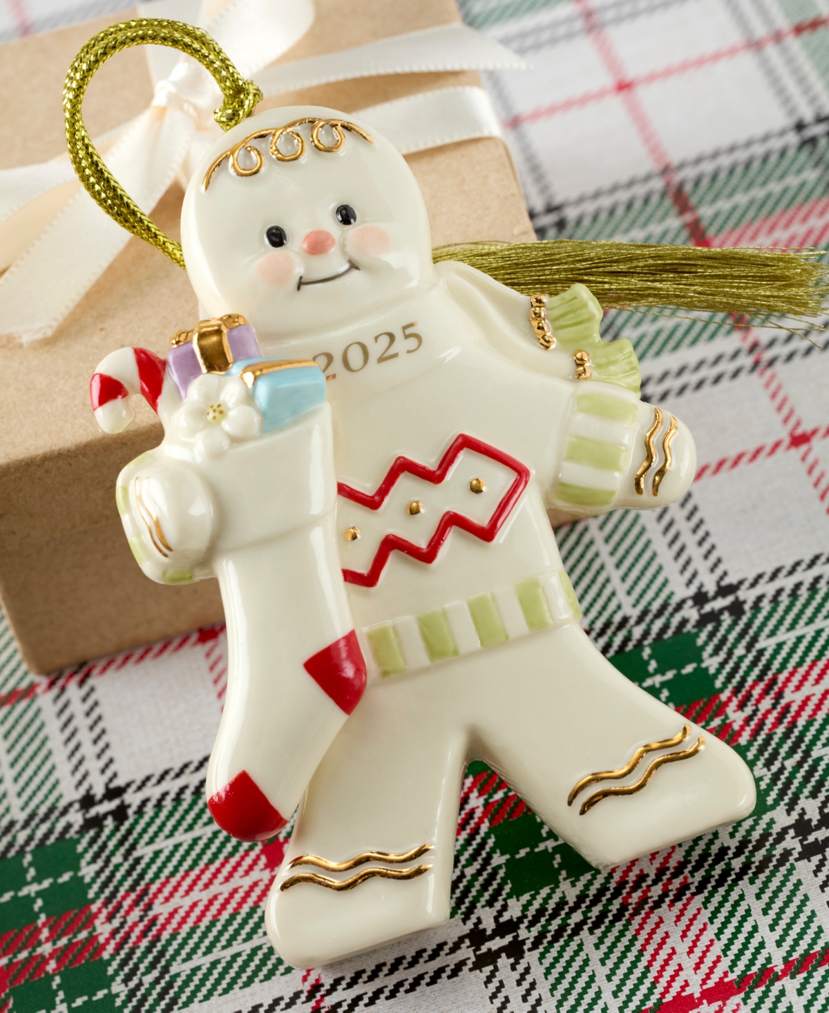 Lenox 2025 Gingerbread With Stocking Ornament In Multi