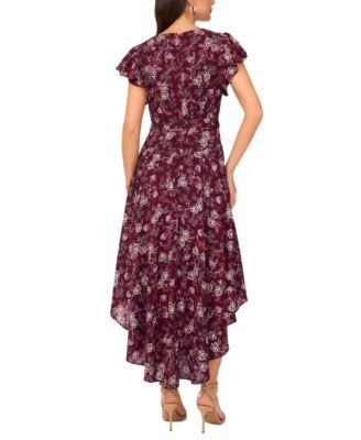 Women's V-Neck Flutter-Sleeve Maxi Dress