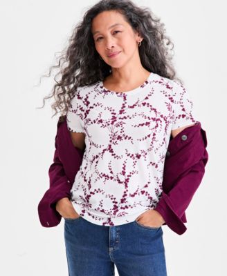 Style & Co - Petite Winter Berry Short-Sleeve T-Shirt