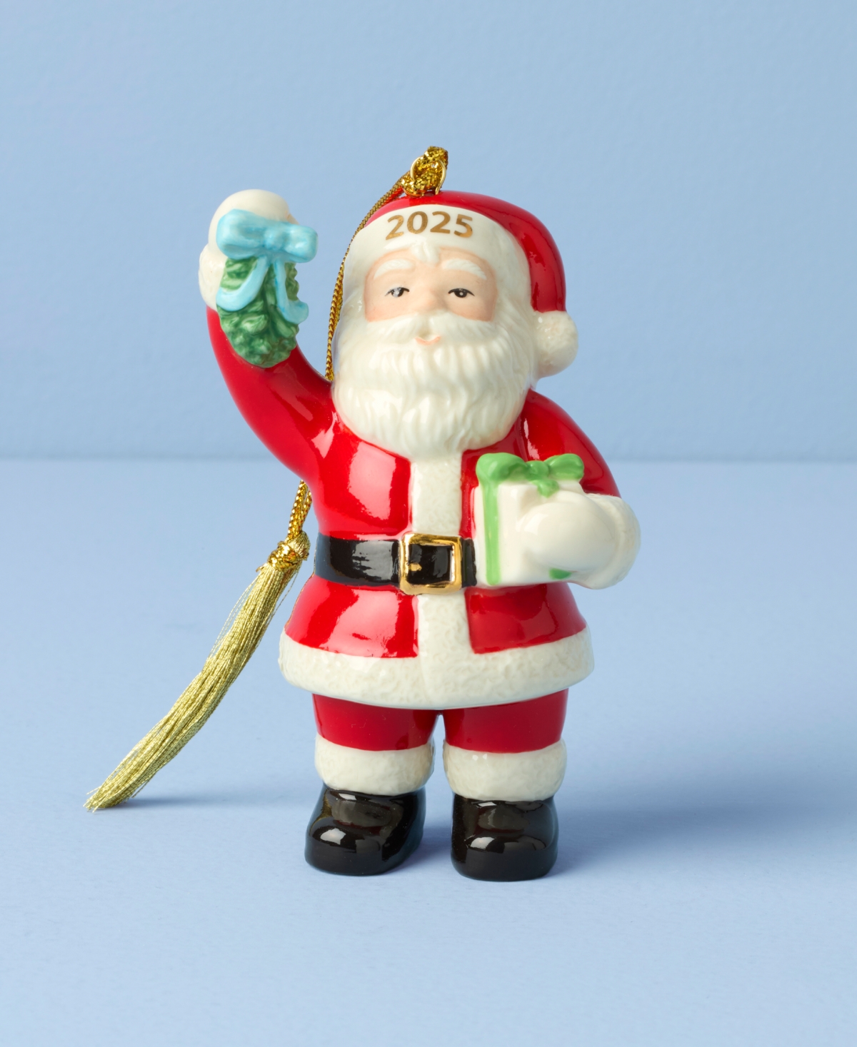 Lenox 2025 Santa With Mistletoe Ornament In Multi