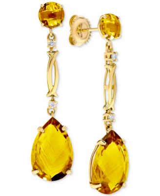 Macy's - Citrine Drop Earrings (6-1/2 ct. t.w.) in 14k Yellow Gold