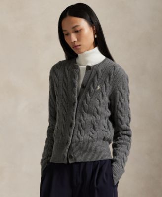Women's Cable-Knit Wool-Cashmere Cardigan Sweater