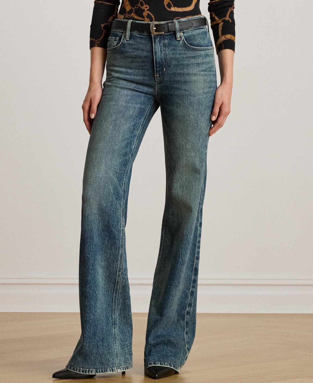Ralph Lauren Women's High-rise Flare Jeans In Gray