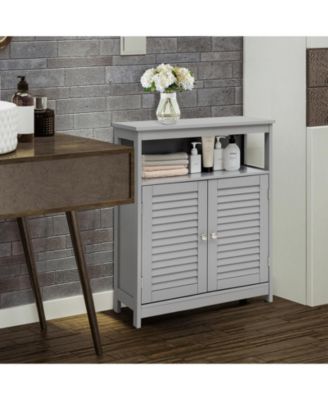 Wood Freestanding Bathroom Storage Cabinet with Double Shutter Door