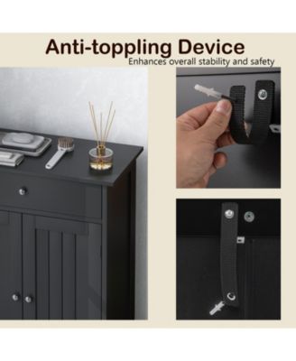 Bathroom Floor Cabinet Freestanding Storage Organizer with 2 Doors