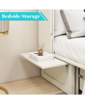 Murphy Bed Cabinet, Queen Murphy Bed with USB and Charging Ports, with Drawer Includes Storage Cabinet, Queen Suit for Guest Room, White Cabinet Bed