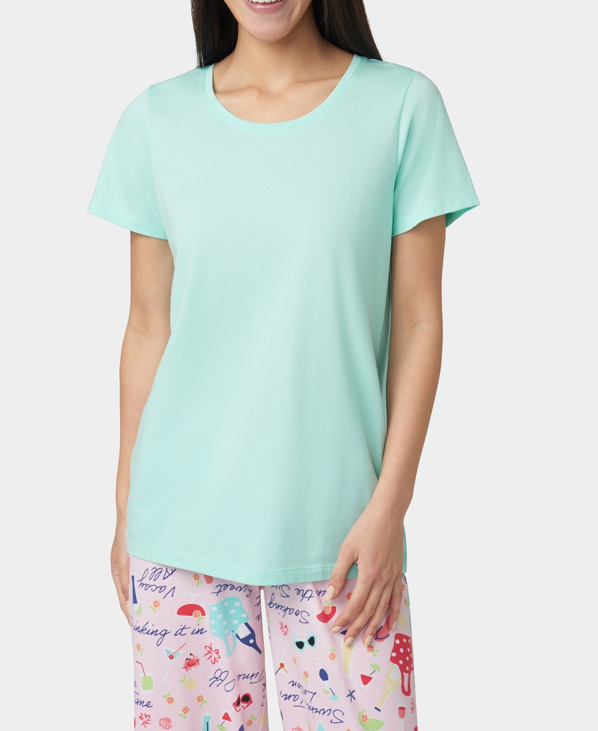 Hue Women's Solid Short-sleeve Scoop-neck Pajama T-shirt In Animal Print