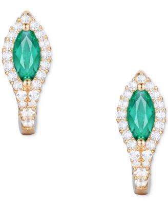 Gemstone (5/8 ct. t.w.) & Diamond (1/4 ct. t.w.) Hoop Earrings in 14k Gold