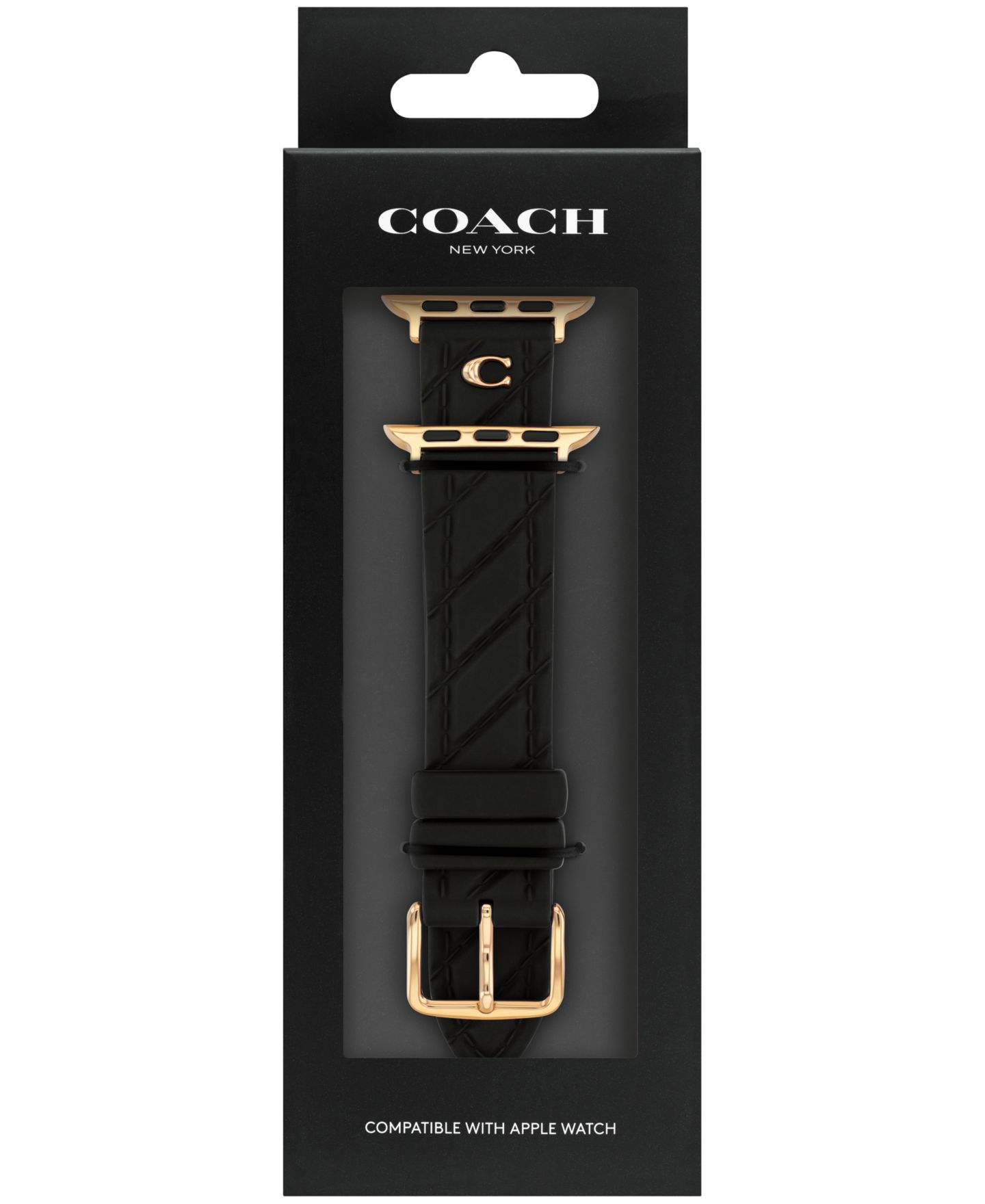 Женский ремешок для часов COACH Black Silicone Apple Watch Strap, 38mm, 40mm, 41mm — фото 4