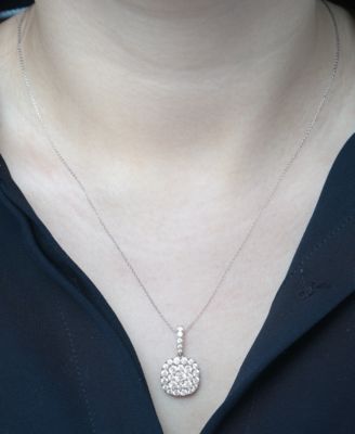 Diamond Cluster Pendant 18" Necklace (2 ct. t.w.) in 14k White Gold or 14k Yellow Gold, Exclusively at Macy's