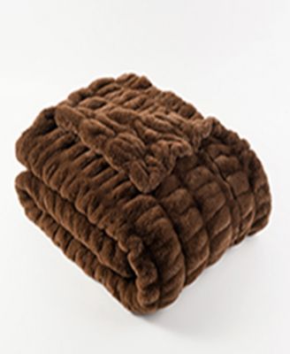 Luxurious Reversible Rabbit Faux Fur Throw, 60" x 80"
