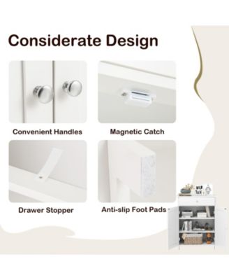 Bathroom Floor Cabinet Freestanding Storage Organizer with 2 Doors