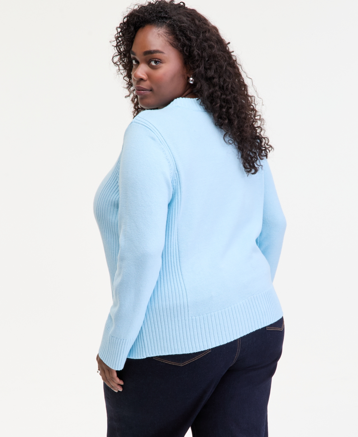 On 34th Trendy Plus Size High-neck Sweater, Macy's Exclusive In Blue