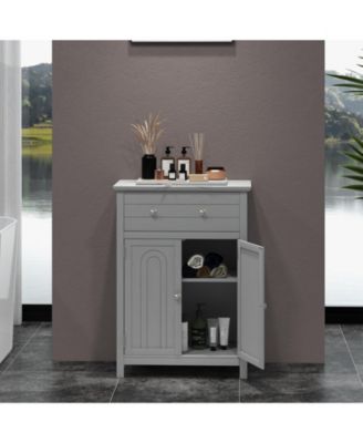 2-Door Freestanding Bathroom Cabinet with Drawer and Adjustable Shelf