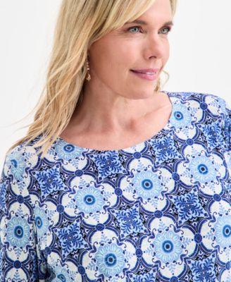 Plus Size Printed Jacquard Top, Macy's Exclusive