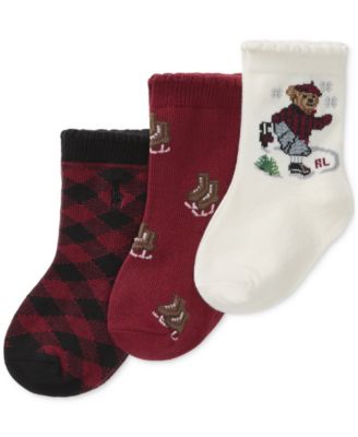 Polo Ralph Lauren - Baby Girls 3-Pk. Ice Skater Bear Socks