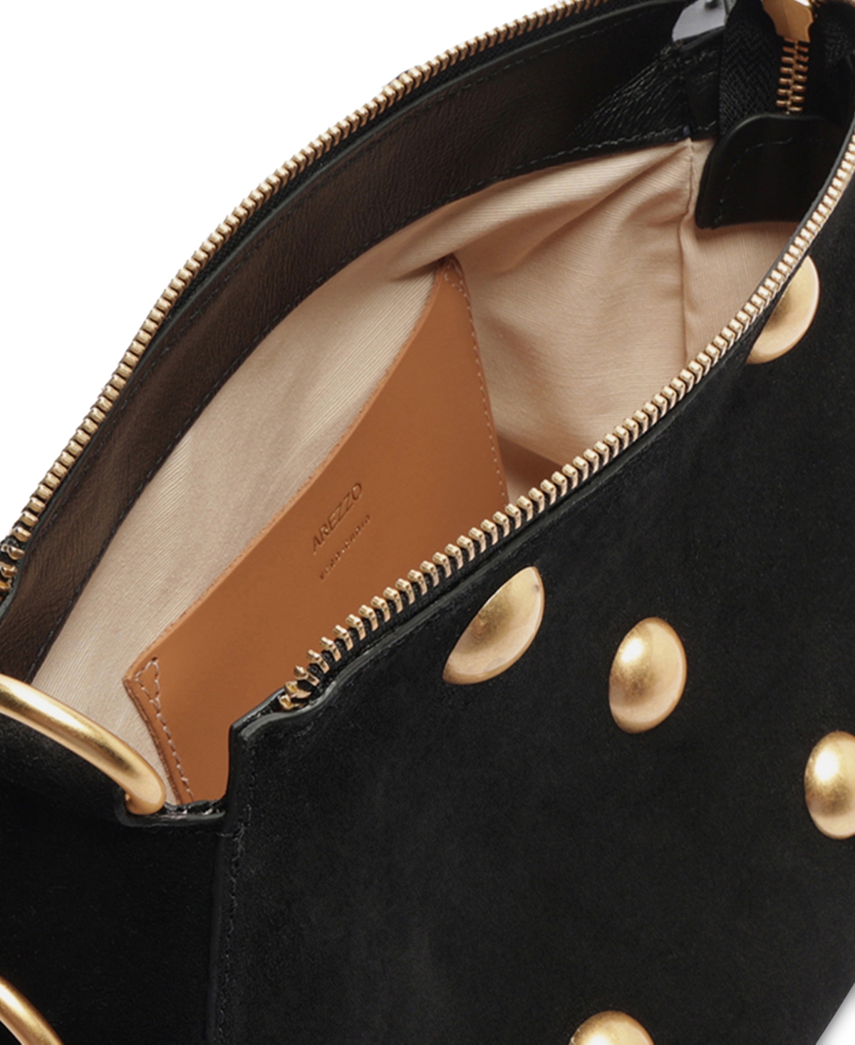 Arezzo Jamie Medium Suede Crossbody In Black
