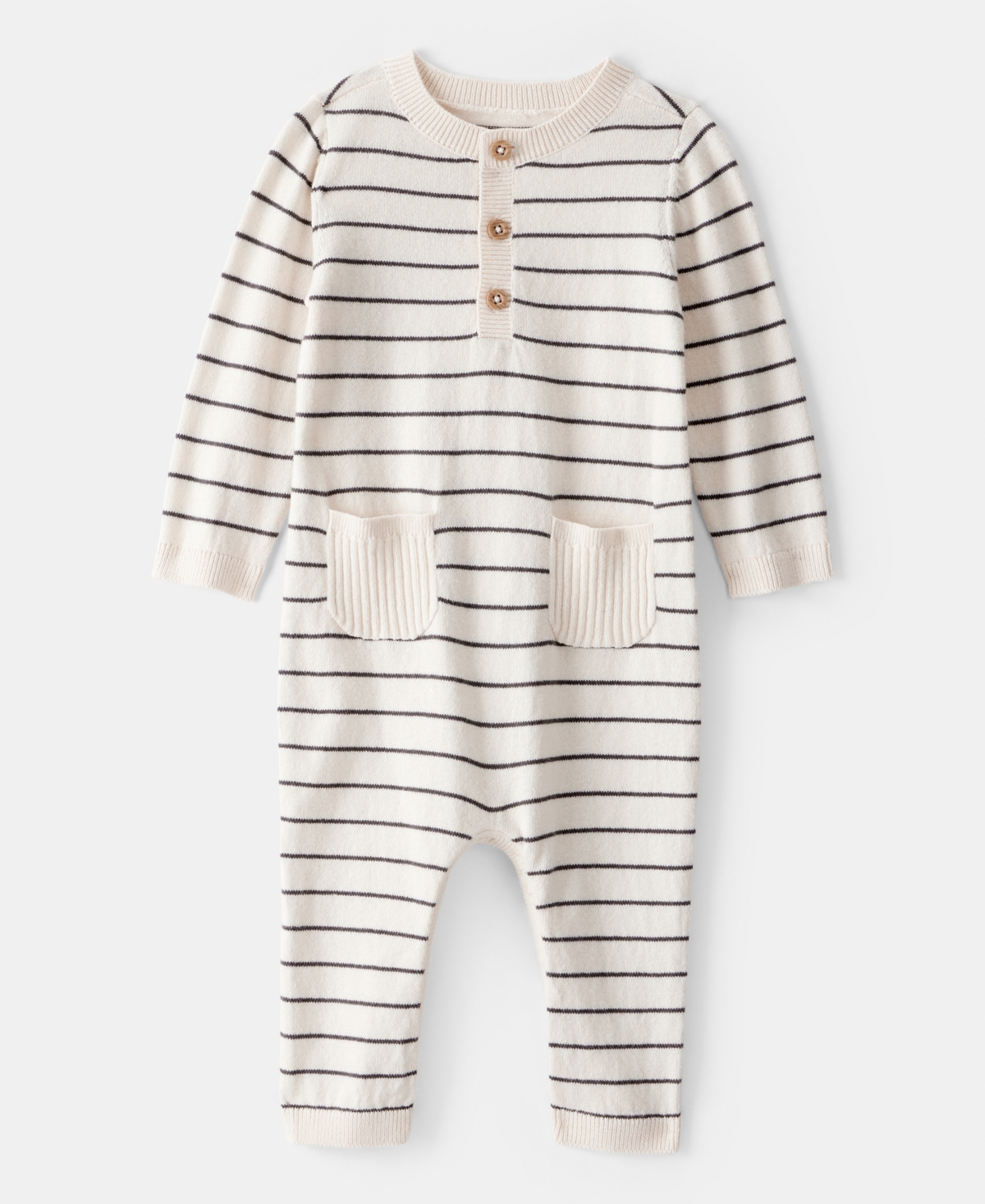 Carter's Baby Boys Striped Cotton Long-sleeve Jumpsuit In Multi