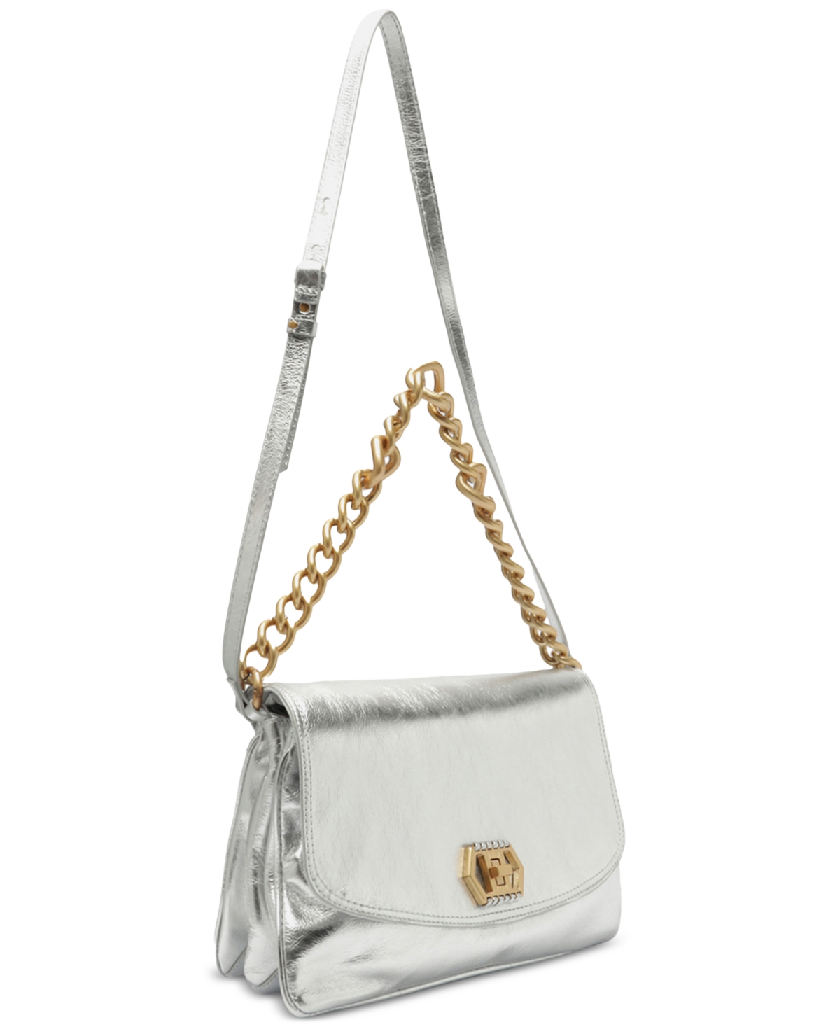 Arezzo Ivy Large Leather Crossbody In Gray