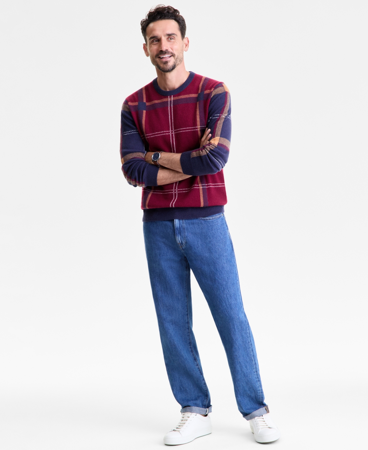 Club Room Men's Patrick Regular-fit Plaid 100% Cashmere Sweater, Macy's Exclusive In Multi