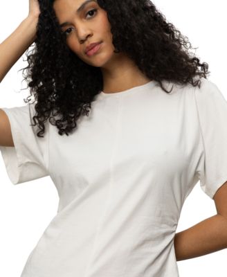 Women's Cotton Shirred-Waist Dolman T-Shirt 