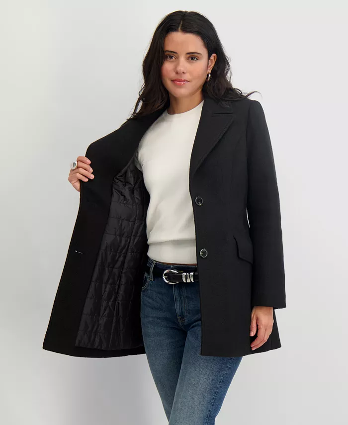 Women's Notched-Collar Single-Breasted Peacoat - thumbnail 9