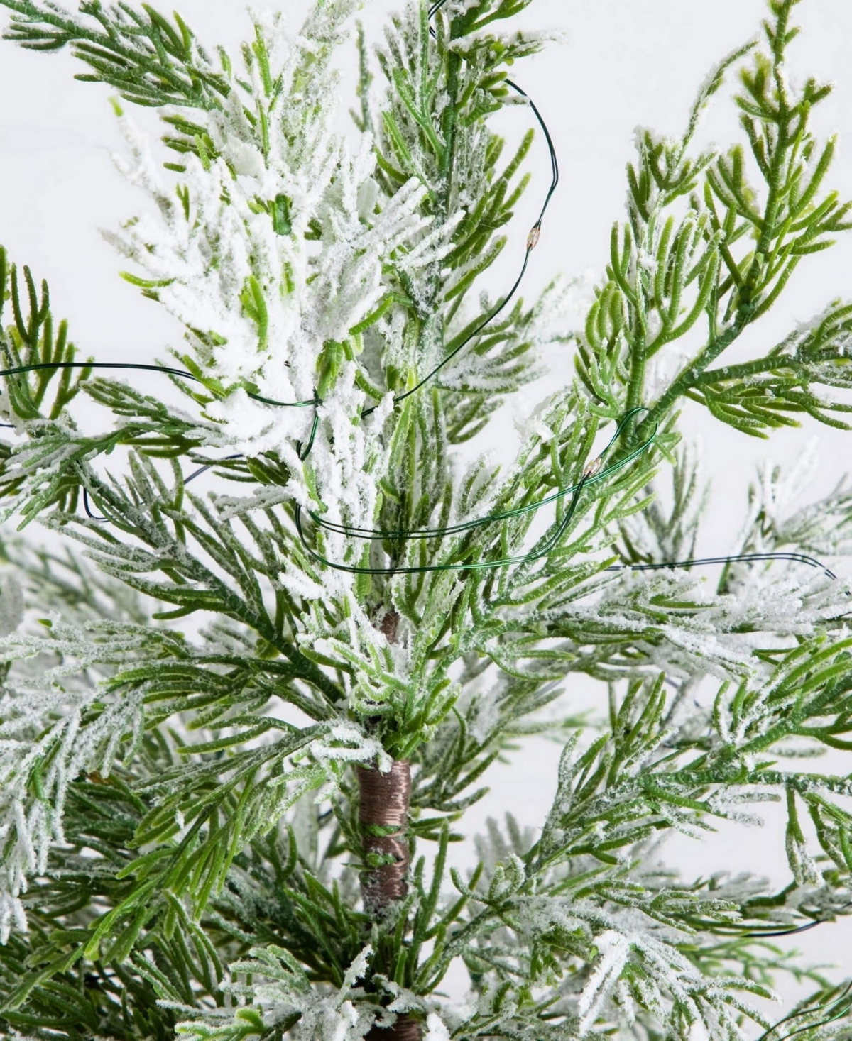 Nearly Natural 18" Pre-lit Artificial Snowed Cypress Christmas Tree Led Lights In Ceramic Planter In Green