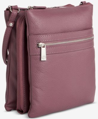Triple-Zip Pebble Leather Dasher Crossbody, Created for Macy's