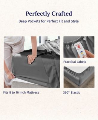 600-Thread Count 100% Cotton Sateen Soft & Crisp 4-Pc. Sheet Set, Queen