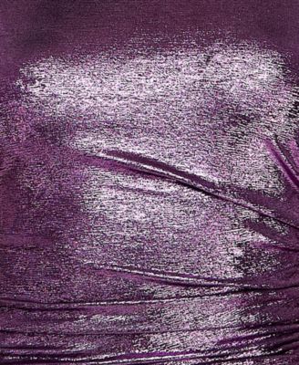 Juniors' One-Shoulder Foil Bodycon Dress