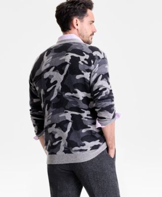 Men's 100% Cashmere Camo-Print V-Neck Cardigan, Macy's Exclusive