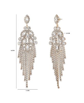 Crystal Fan Drop Earrings in Silver-Tone
